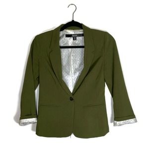 Kenzie Rebekah Blazer Sz XS Stretch Crepe Green Polka Dot Inner Career